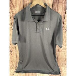 UNDER‎ ARMOUR Mens Polo Shirt  Short Sleeve GRAY HeatGear Regular Fit LARGE